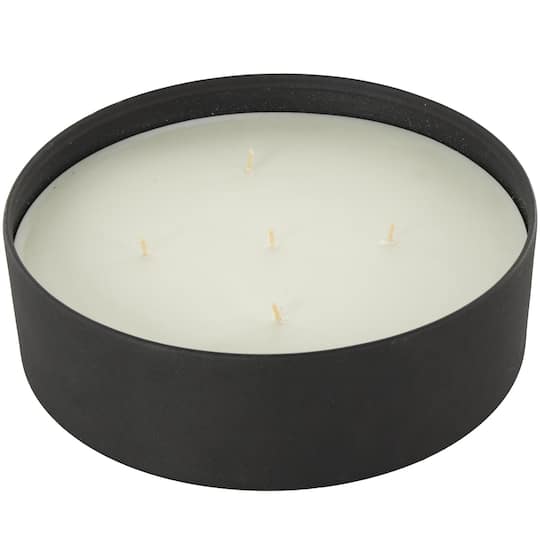 Ivory and Iris 59oz. Black 5 Wick Creamy Vanilla Swirl Scented Textured Metal Candle with White Wax